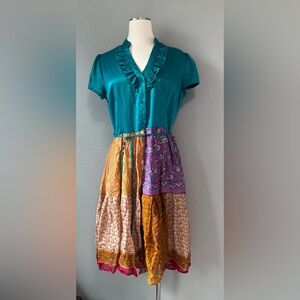 Teal Patchwork Dress